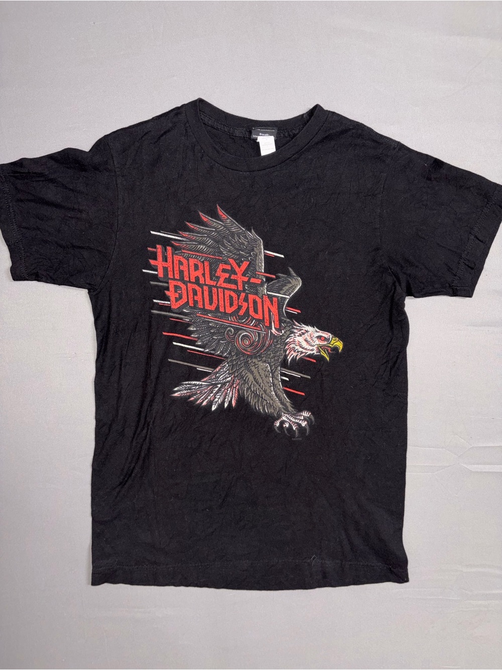 Harley-Davidson Black Tee with Red Eagle Graphic